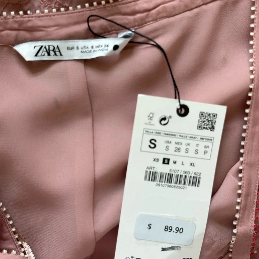 Zara‎ Dusty Rose Maxi Dress Spaghetti Strap Embroidered Lace, Sundress